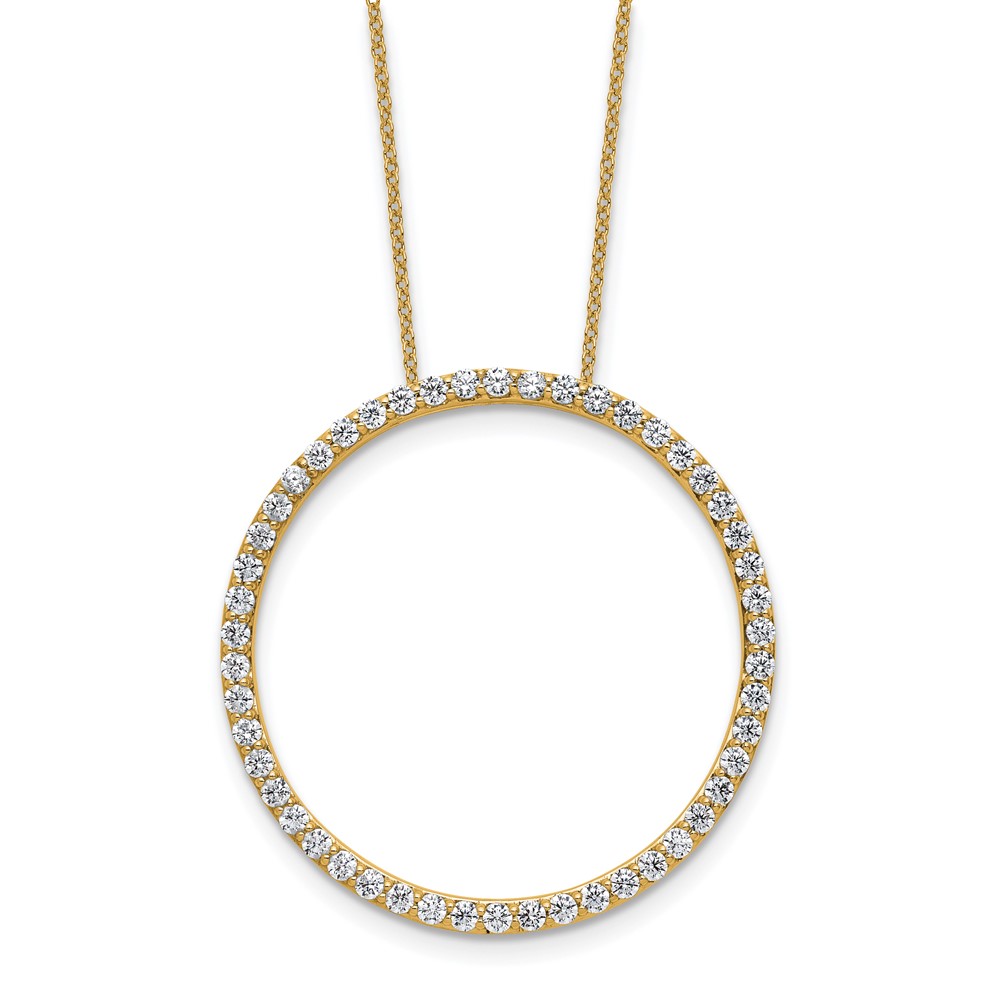 True Origin 14K Yellow Gold 1.50 Carat Lab Grown Diamond VS+ F+ Complete Eternity Pendant Necklace, 18"