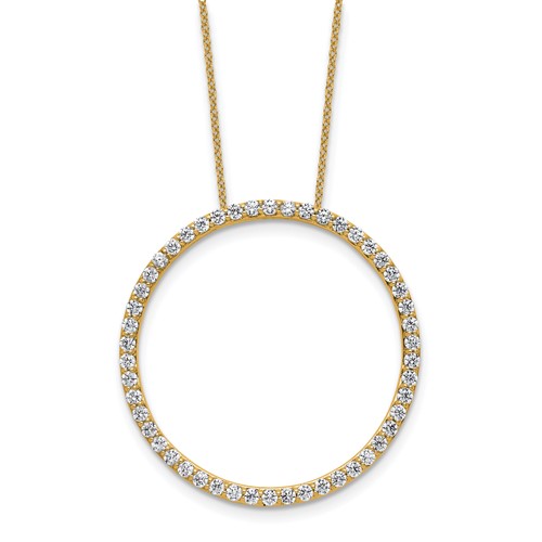 True Origin 14K Yellow Gold 1.50 Carat Lab Grown Diamond VS+ F+ Complete Eternity Pendant Necklace, 18"