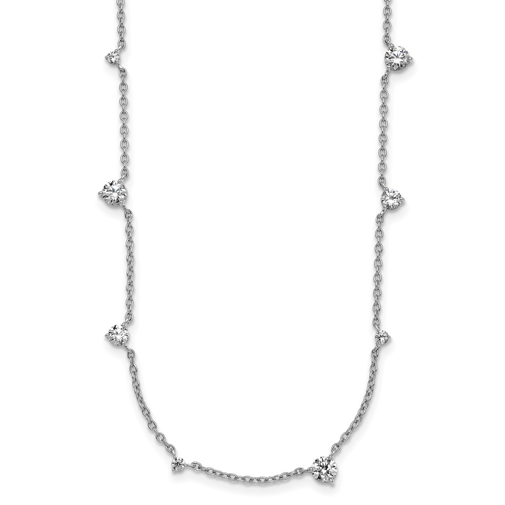 True Origin 14K White Gold 2.10 Carat Lab Grown Diamond VS+ F+ Complete 10 Station Necklace, 16"