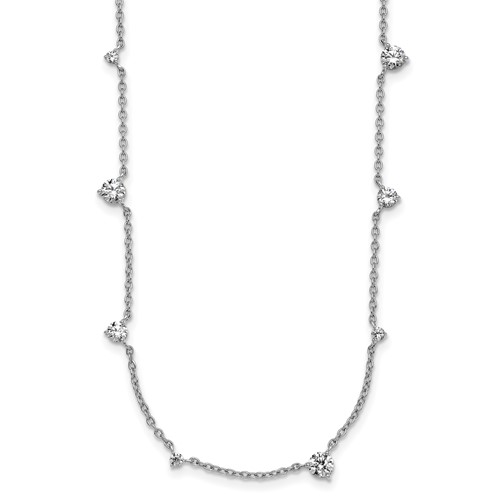 True Origin 14K White Gold 2.10 Carat Lab Grown Diamond VS+ F+ Complete 10 Station Necklace, 16"