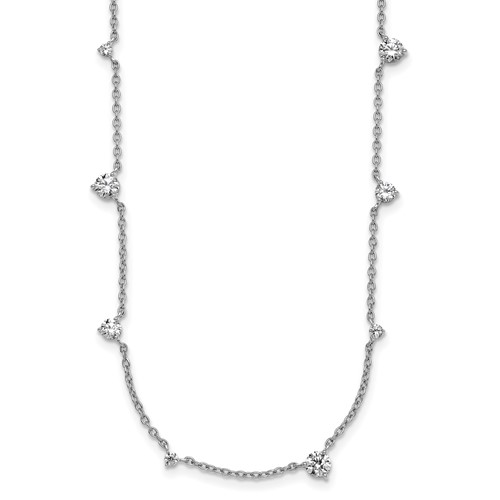 True Origin 14K White Gold 2.38 Carat Lab Grown Diamond VS+ F+ Complete 12 Station Necklace, 18"