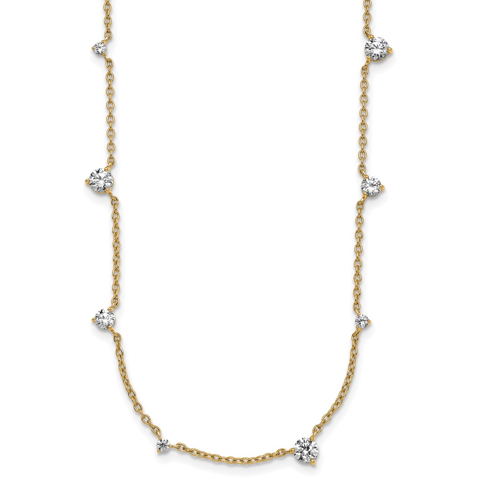 True Origin 14K Yellow Gold 2.38 Carat Lab Grown Diamond VS+ F+ Complete 12 Station Necklace, 18"