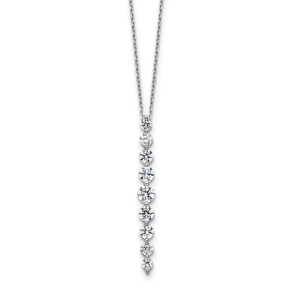 True Origin 14K White Gold 1 Carat Lab Grown Diamond VS+ F+ Complete Vertical Slide Necklace, 18"