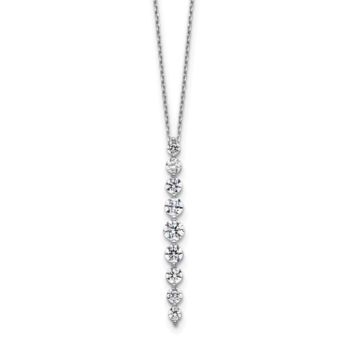 True Origin 14K White Gold 1 Carat Lab Grown Diamond VS+ F+ Complete Vertical Slide Necklace, 18"