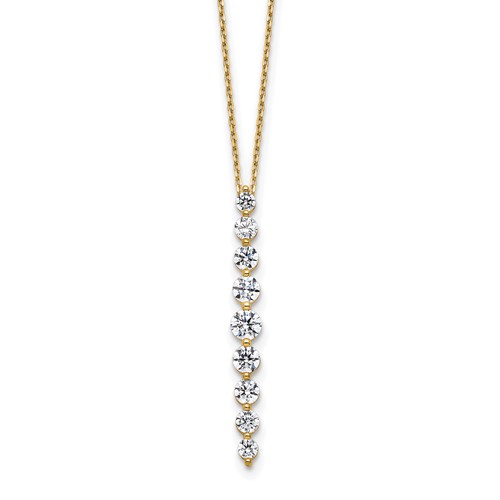 True Origin 14K Yellow Gold 1 Carat Lab Grown Diamond VS+ F+ Complete Vertical Slide Necklace, 18"