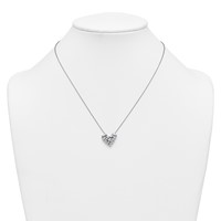14K White Gold 1.25 Carat Lab Grown Diamond VS SI+ G+ Complete Cluster Heart Necklace, 18" view 3
