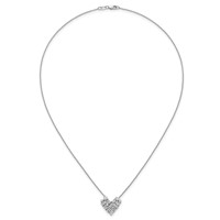 14K White Gold 1.25 Carat Lab Grown Diamond VS SI+ G+ Complete Cluster Heart Necklace, 18" view 4