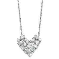 14K White Gold 1.25 Carat Lab Grown Diamond VS SI+ G+ Complete Cluster Heart Necklace, 18" view 1