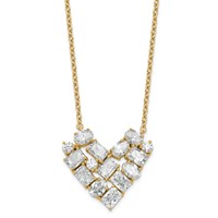 14K Yellow Gold 1.25 Carat Lab Grown Diamond VS SI+ G+ Complete Cluster Heart Necklace, 18" view 1