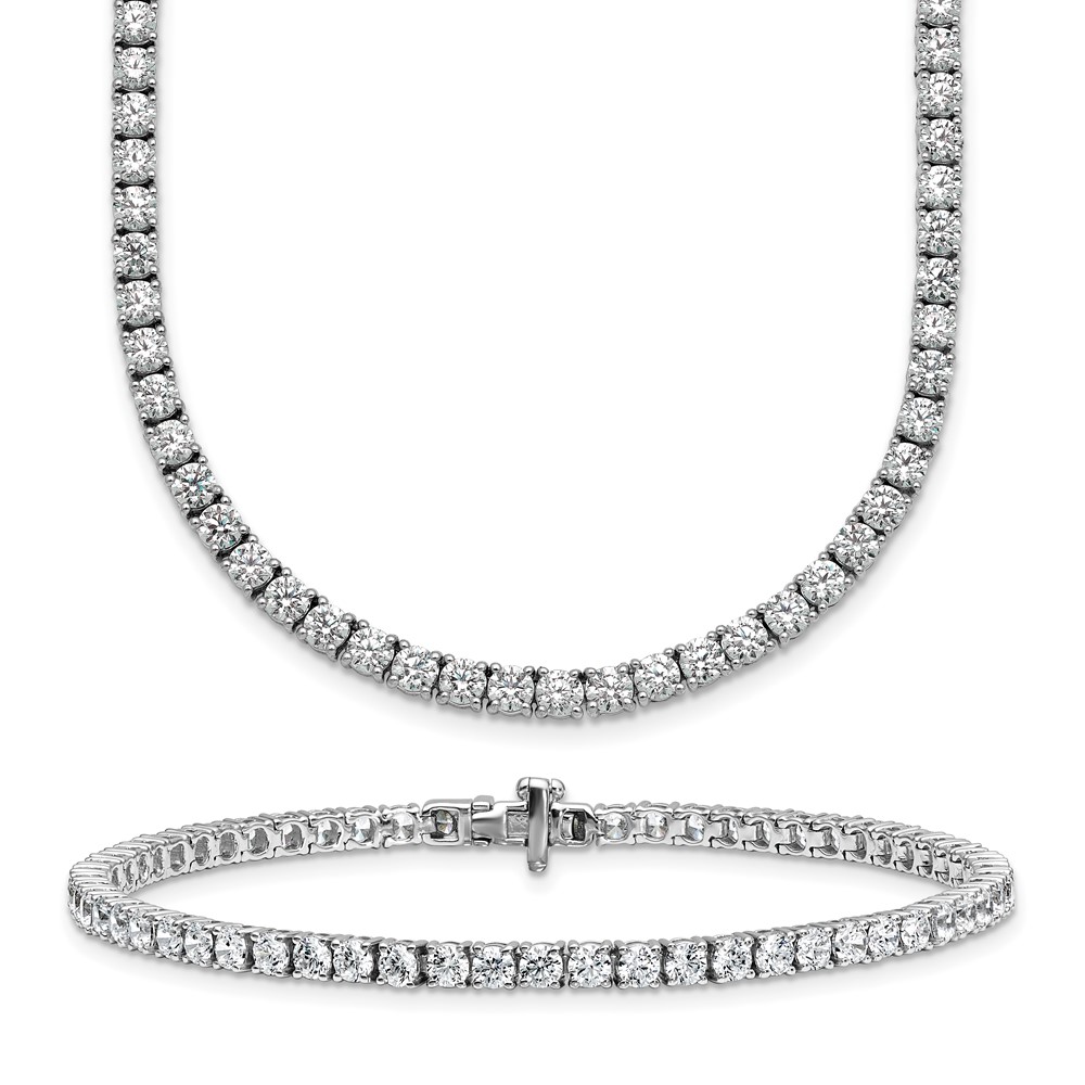 14K White Gold 16.88 Carat Lab Grown Diamond VS SI+ G+ Complete Convertible Tennis Necklace and Bracelet