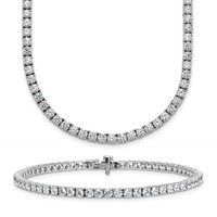 14K White Gold 16.88 Carat Lab Grown Diamond VS SI+ G+ Complete Convertible Tennis Necklace and Bracelet view 1
