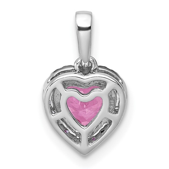 Gold Lab Grown Diamond  and Sapphire Heart Pendant