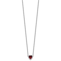 14K White Gold 0.10 Carat Lab Grown Diamond VS+ F+ and Genuine Ruby Complete Heart Necklace, 18" view 2