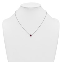 14K White Gold 0.10 Carat Lab Grown Diamond VS+ F+ and Genuine Ruby Complete Heart Necklace, 18" view 3
