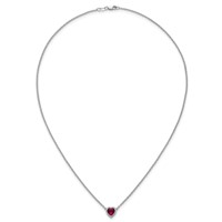 14K White Gold 0.10 Carat Lab Grown Diamond VS+ F+ and Genuine Ruby Complete Heart Necklace, 18" view 4