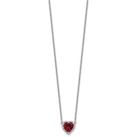14K White Gold 0.17 Carat Lab Grown Diamond VS+ F+ and Genuine Ruby Complete Heart Necklace, 18" view 2