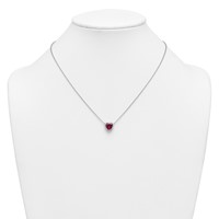 14K White Gold 0.17 Carat Lab Grown Diamond VS+ F+ and Genuine Ruby Complete Heart Necklace, 18" view 3