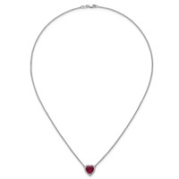 14K White Gold 0.17 Carat Lab Grown Diamond VS+ F+ and Genuine Ruby Complete Heart Necklace, 18" view 4