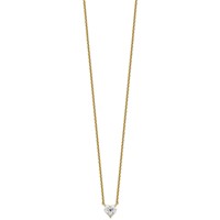 14K Yellow Gold Heart Certified Lab Grown VS SI+ G+ Complete Diamond Pendant with Chai view 2