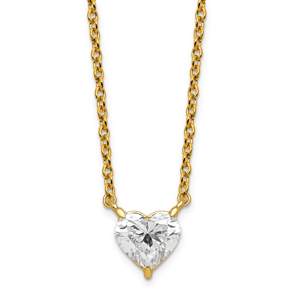 14K Yellow Gold Heart Certified Lab Grown VS SI+ G+ Complete Diamond Pendant with Chai