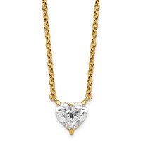 14K Yellow Gold Heart Certified Lab Grown VS SI+ G+ Complete Diamond Pendant with Chai view 1