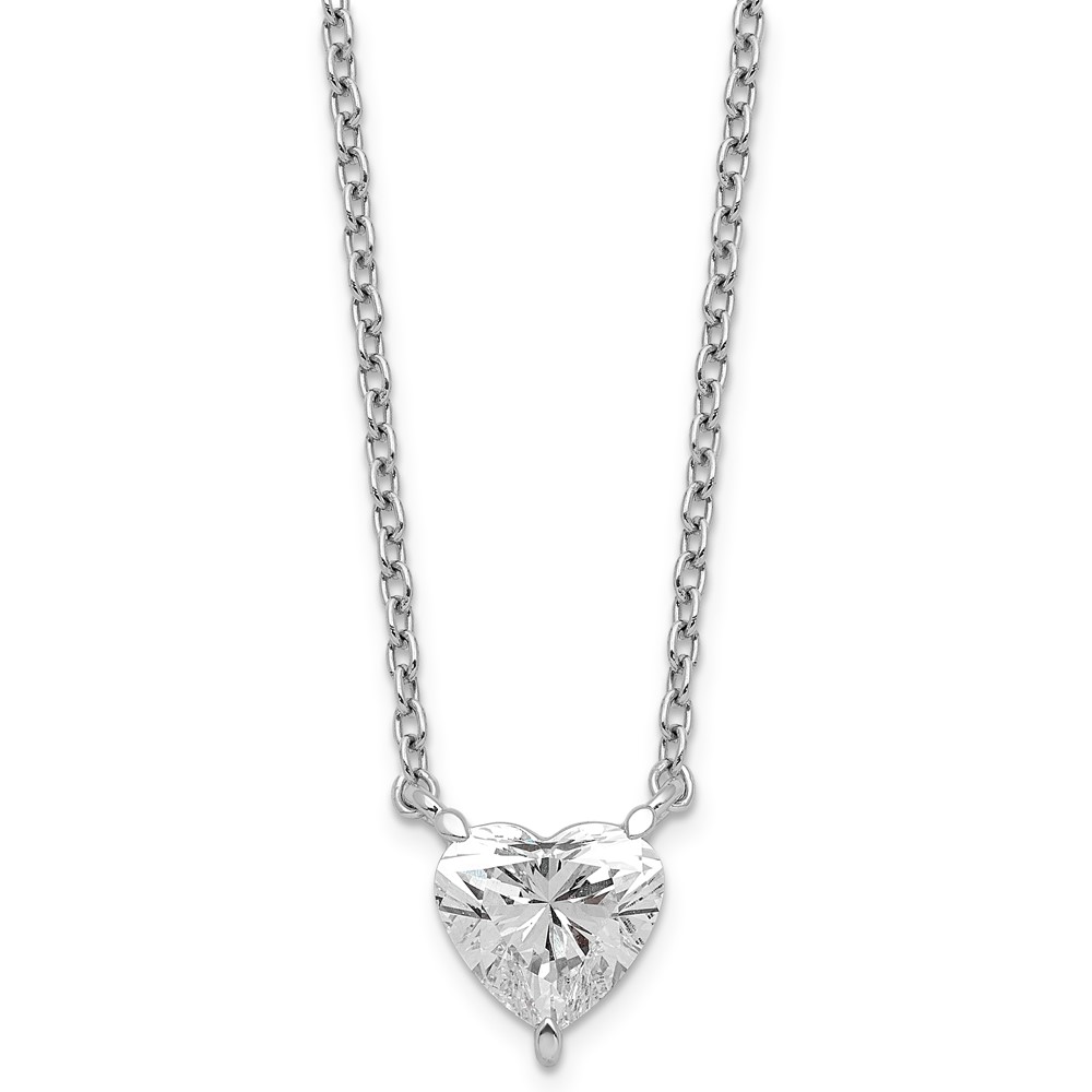 14K White Gold Heart Certified Lab Grown VS SI+ G+ Complete Diamond Pendant with Chai