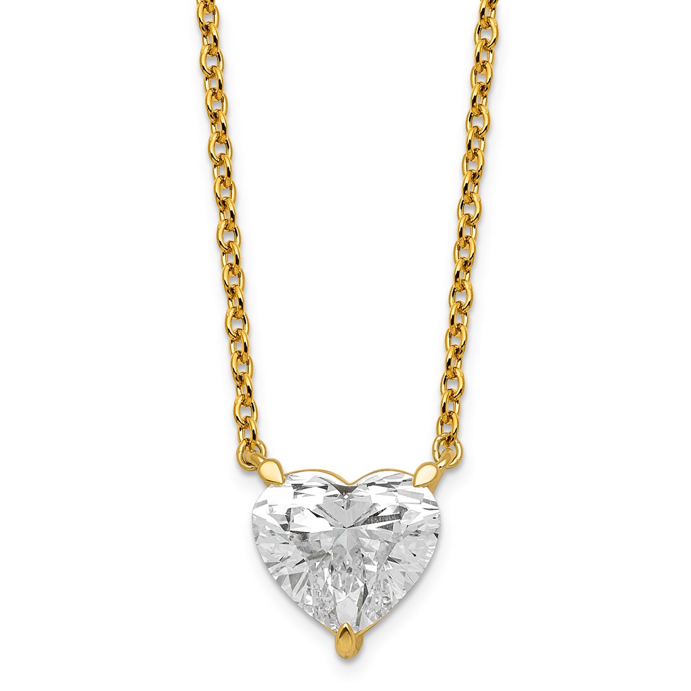 14K Yellow Gold Heart Certified Lab Grown VS SI+ G+ Complete Diamond Pendant with Chai