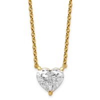 14K Yellow Gold Heart Certified Lab Grown VS SI+ G+ Complete Diamond Pendant with Chai view 1