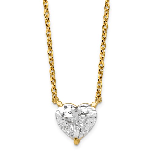 14K Yellow Gold Heart Certified Lab Grown VS SI+ G+ Complete Diamond Pendant with Chai