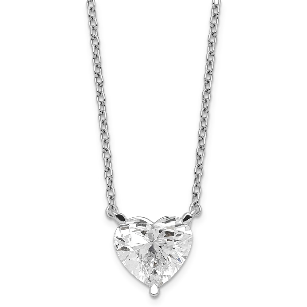 14K White Gold Heart Certified Lab Grown VS SI+ G+ Complete Diamond Pendant with Chai