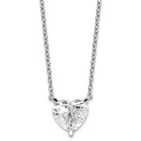 14K White Gold Heart Certified Lab Grown VS SI+ G+ Complete Diamond Pendant with Chai view 1