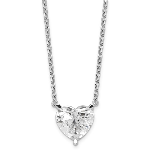 14K White Gold Heart Certified Lab Grown VS SI+ G+ Complete Diamond Pendant with Chai