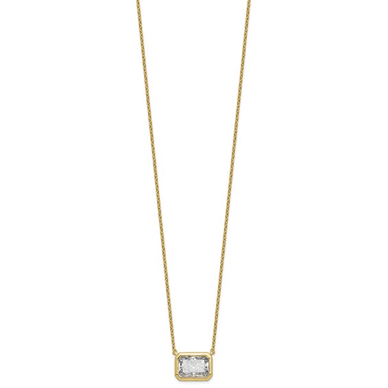 14ky Radiant Certified Lab Grown VS/SI+ G+ Complete Diamond Pendant with Ch