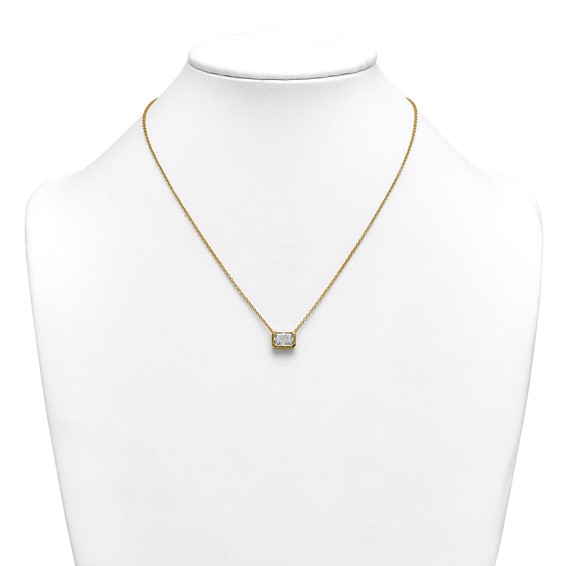 14ky Radiant Certified Lab Grown VS/SI+ G+ Complete Diamond Pendant with Ch