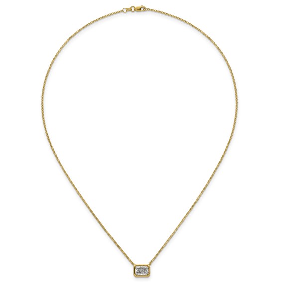 14ky Radiant Certified Lab Grown VS/SI+ G+ Complete Diamond Pendant with Ch