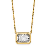 14K Yellow Gold Radiant Certified Lab Grown VS SI+ G+ Complete Diamond Pendant with Ch view 1