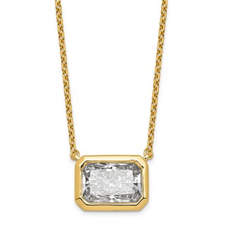 14ky Radiant Certified Lab Grown VS/SI+ G+ Complete Diamond Pendant with Ch