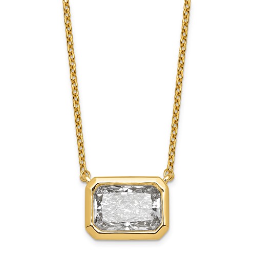 14K Yellow Gold Radiant Certified Lab Grown VS SI+ G+ Complete Diamond Pendant with Ch