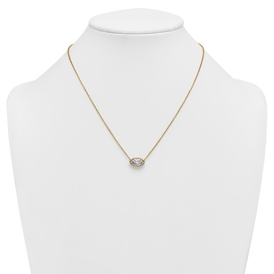 14ky Marquise Certified Lab Grown VS/SI+ G+ Complete Diamond Pendant with C