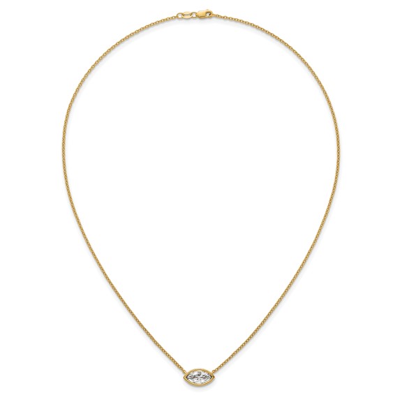 14ky Marquise Certified Lab Grown VS/SI+ G+ Complete Diamond Pendant with C