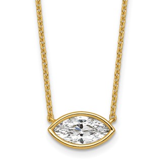 14ky Marquise Certified Lab Grown VS/SI+ G+ Complete Diamond Pendant with C