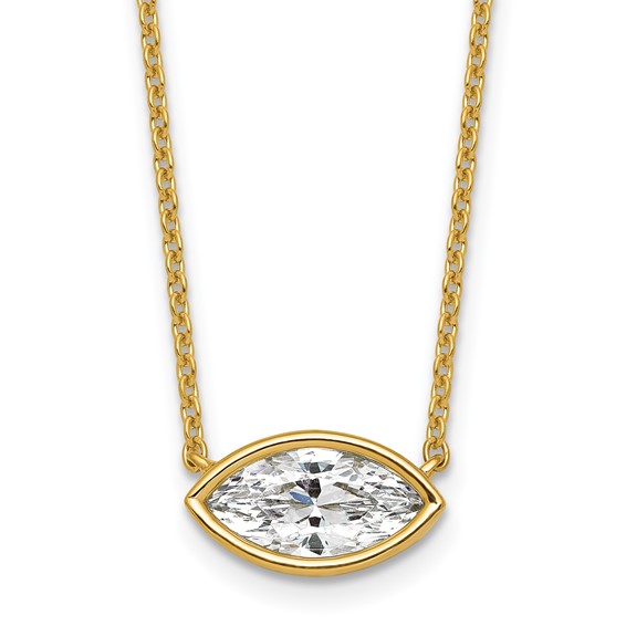 14ky Marquise Certified Lab Grown VS/SI+ G+ Complete Diamond Pendant with C