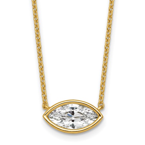 14K Yellow Gold Marquise Certified Lab Grown VS SI+ G+ Complete Dia. Pend with Chain