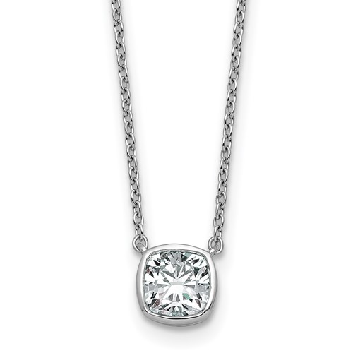 14K White Gold 1 Carat Cushion Bezel Pendant Mounting