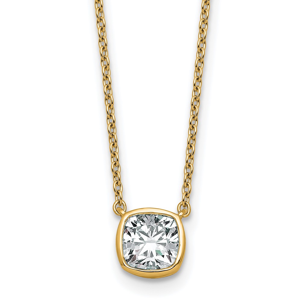 14K Yellow Gold 1 Carat Cushion Bezel Pendant Mounting