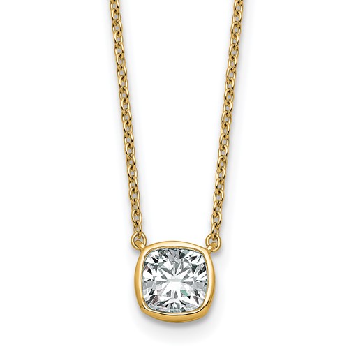 14K Yellow Gold 1 Carat Cushion Bezel Pendant Mounting