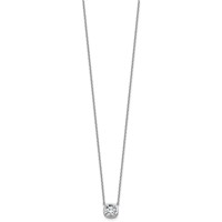 14K White Gold 1.50 Carat Certified Lab Grown Diamond VS+ F+ Cushion Complete Bezel Set Necklace, 18" view 2