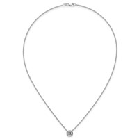 14K White Gold 1.50 Carat Certified Lab Grown Diamond VS+ F+ Cushion Complete Bezel Set Necklace, 18" view 4