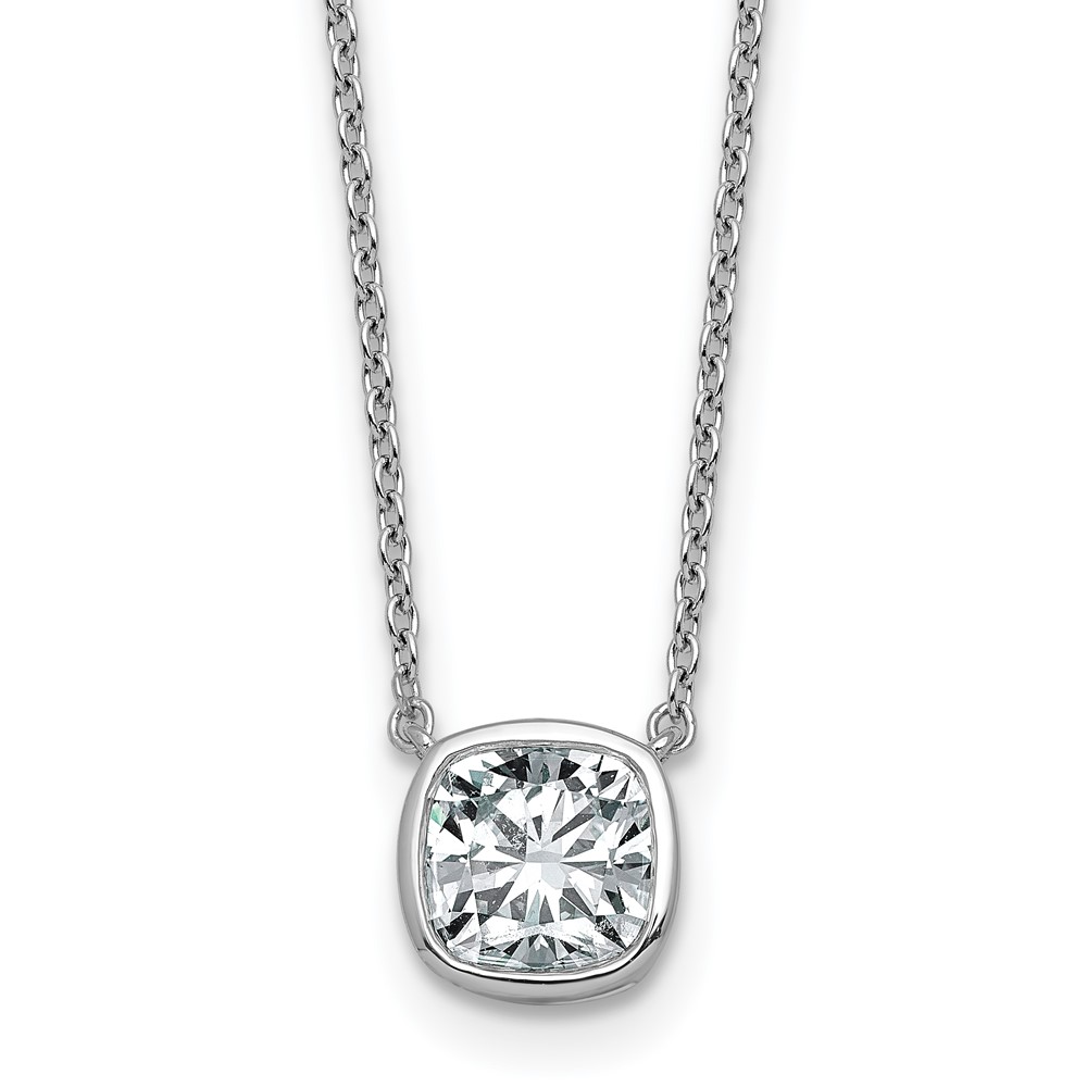 14K White Gold 1.50 Carat Cushion Bezel Pendant Mounting