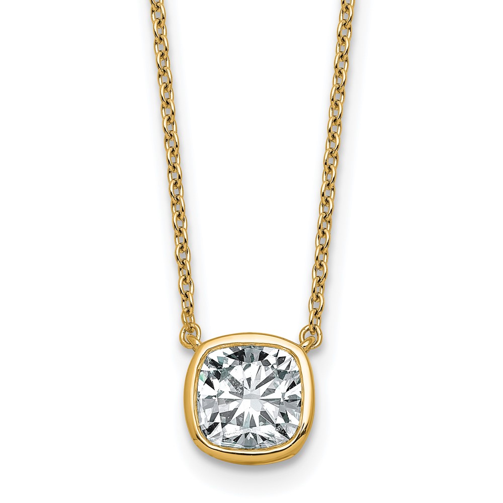 14K Yellow Gold 1.50 Carat Cushion Bezel Pendant Mounting